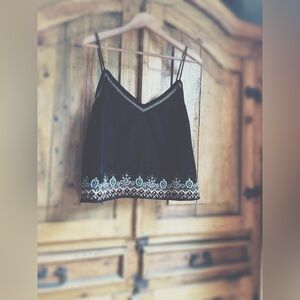 Tank Crushed Velvet Embroidered Detailing